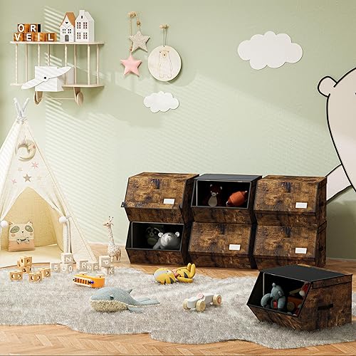 Miniatura 4 de Contenedores de almacenamiento apilables, juego de 3 cajones de almacenamiento para ropa, organizador de cubos con tapa, caja de almacenamiento de