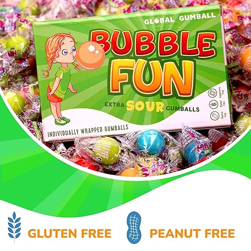 Miniatura 8 de Bolas de chicle para niños  Sour Gum  Bola de goma de mascar envuelta individualmente  Goma de mascar  Caja de regalo de 8 onzas  Mezcla de bolas de