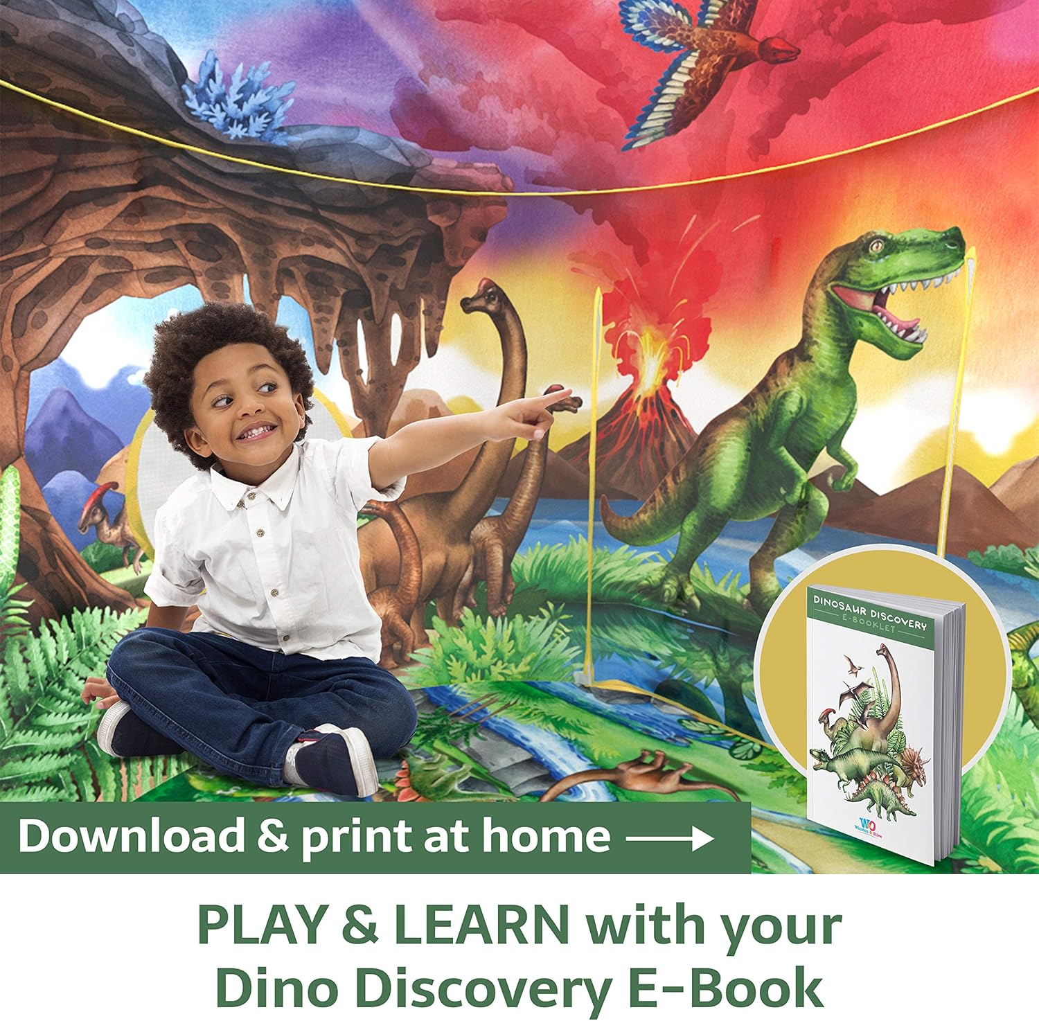 W&O Dinosaur Discovery Kids Tent with Roar Button, an Extraordinary Dinosaur Tent, Pop Up Tent for Kids, Dinosaur Toys for Kids Girls & Boys, Kids Play Tent, Outdoor and Indoor Tents for Kids : Toys & Games