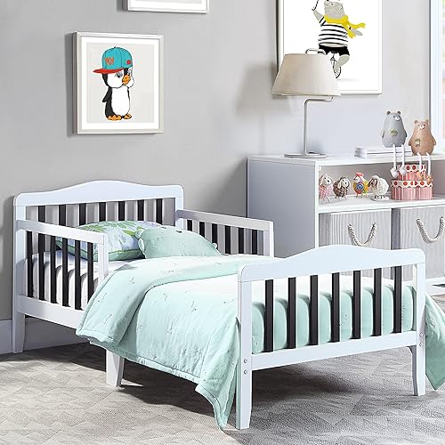 Marco de cama para niños pequeños con barandillas de seguridad cama de madera maciza para niños niños y niñas fácil de montar certificado Greenguard