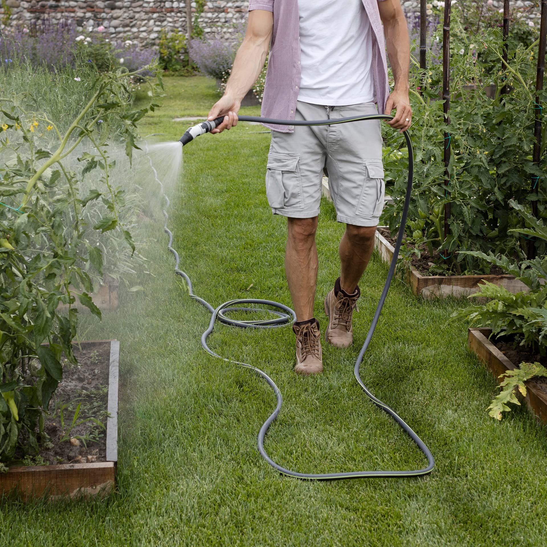 FITT FORCE 25 m, Tuyau d'arrosage pour Jardin, Léger, Résistant et Compact, pour Usage intensif, avec Lance, couleur Gris-Lime, -43% CO2e
