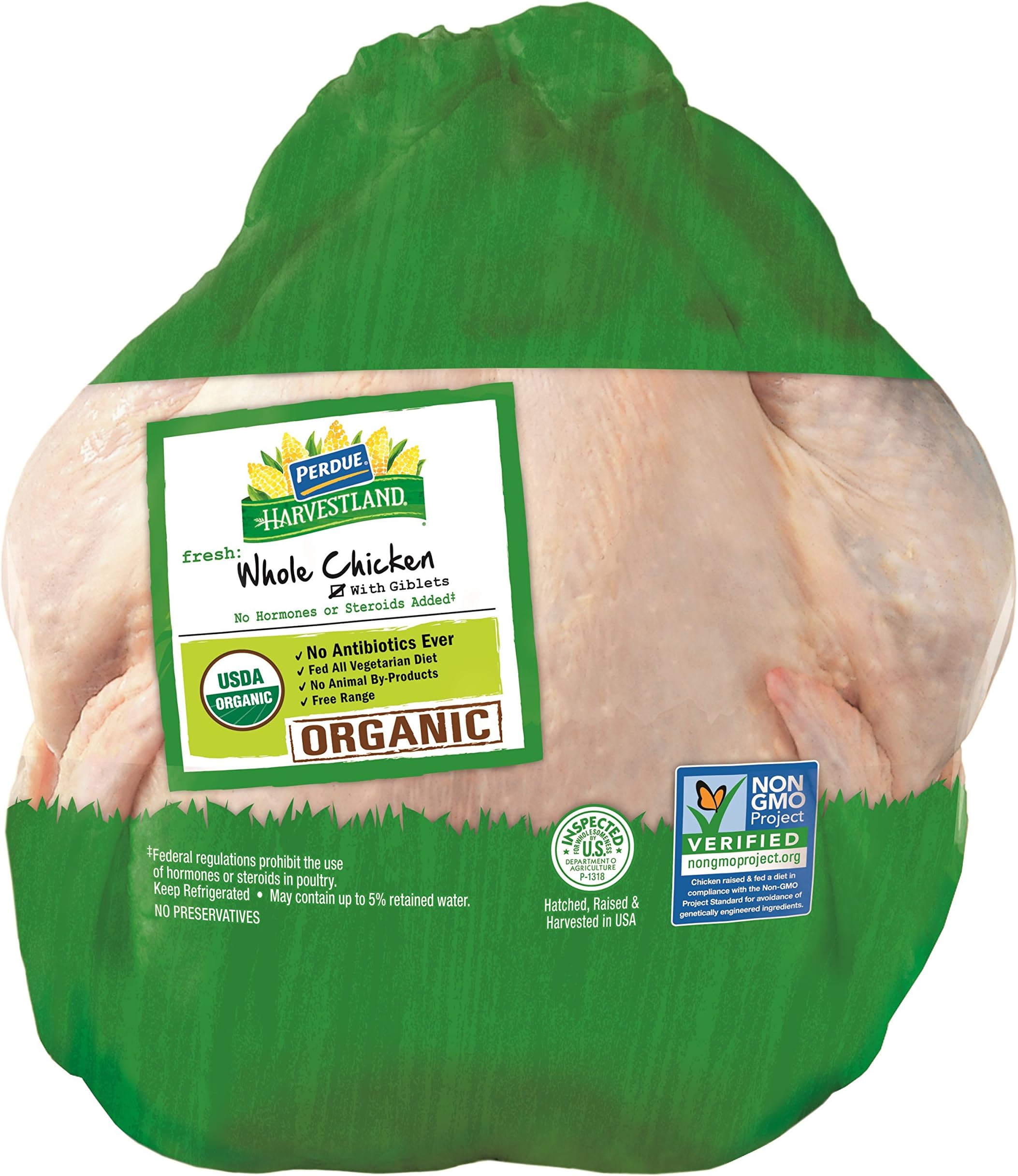 Organic Whole Chicken, with Giblets, Free Range, 5 lb