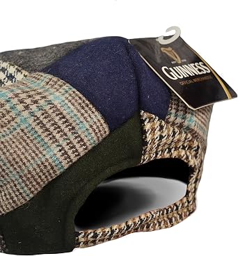 Guinness Patch Tweed Flat Cap - Unisex, Black, Medium