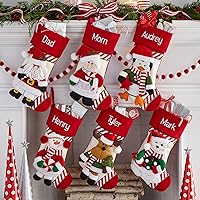 Vista 3 de Let's Make Memories - Medias navideñas personalizadas para la familia - Bordadas - De felpa 3D - Decoración navideña - 8"x18" - Familia bastón