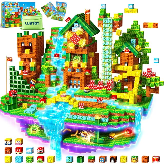 LUVTOY Cubos Magneticos - Bloques Magneticos Construccion Niños - Magneticas Niño - Construcciones Magneticas Niños - Juguetes Pascua Regalo Niño 3 4 5 6 7 8 9 10 Años