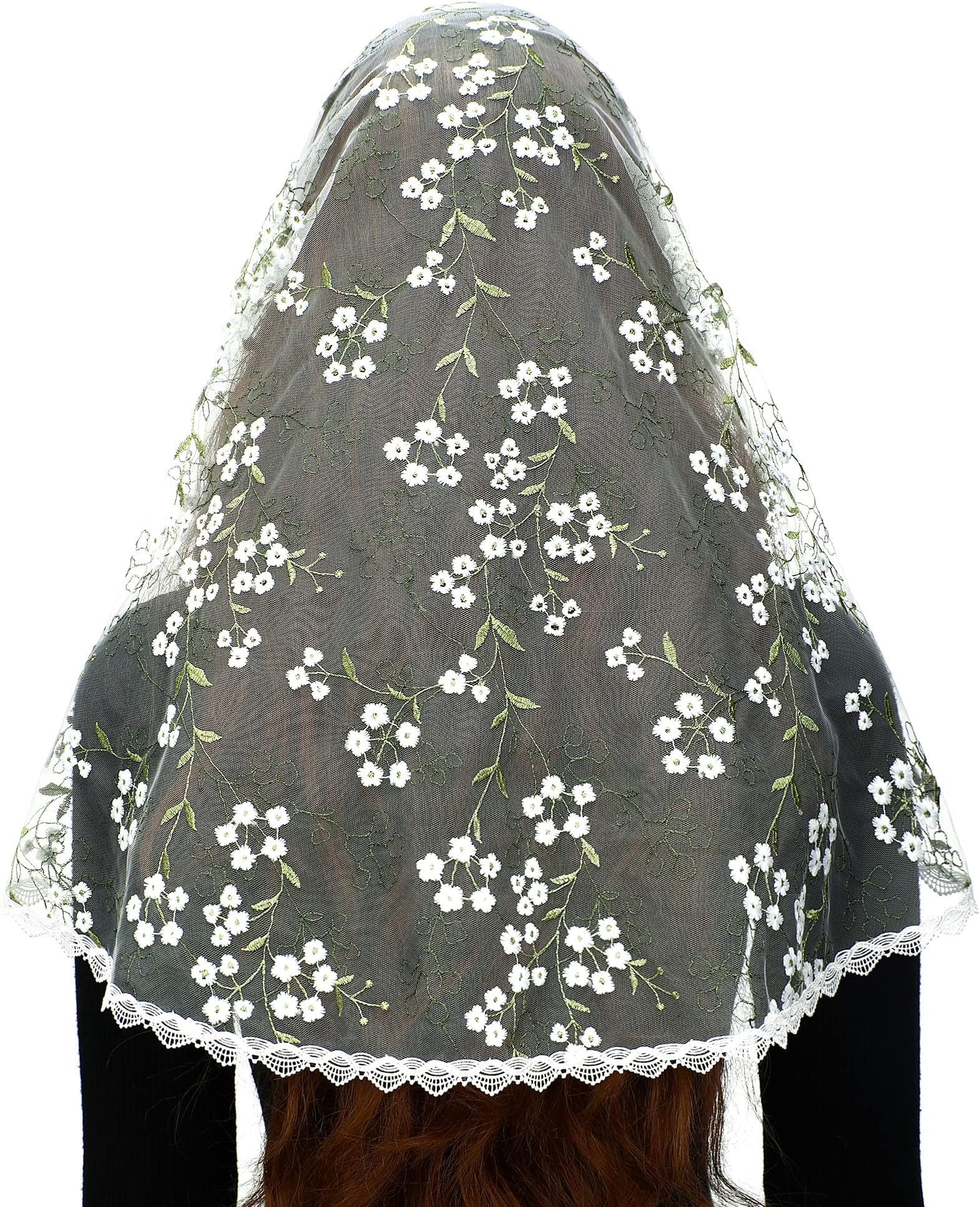 Catholic Church Veils for Women: Traditional Lace Mantilla Chapel Veil Latin Mass Head Coverings with Clip
