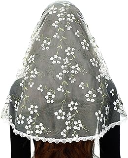 Catholic Church Veils for Women: Traditional Lace Mantilla Chapel Veil Latin Mass Head Coverings with Clip
