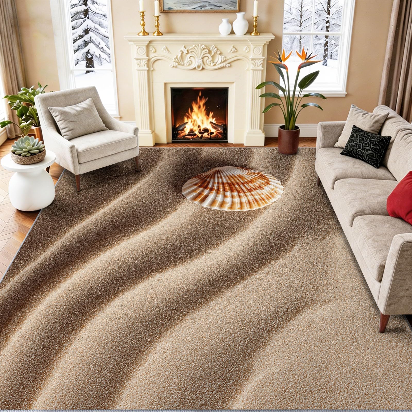 Tapis de salon lavable en machine résistant humidité 60x90