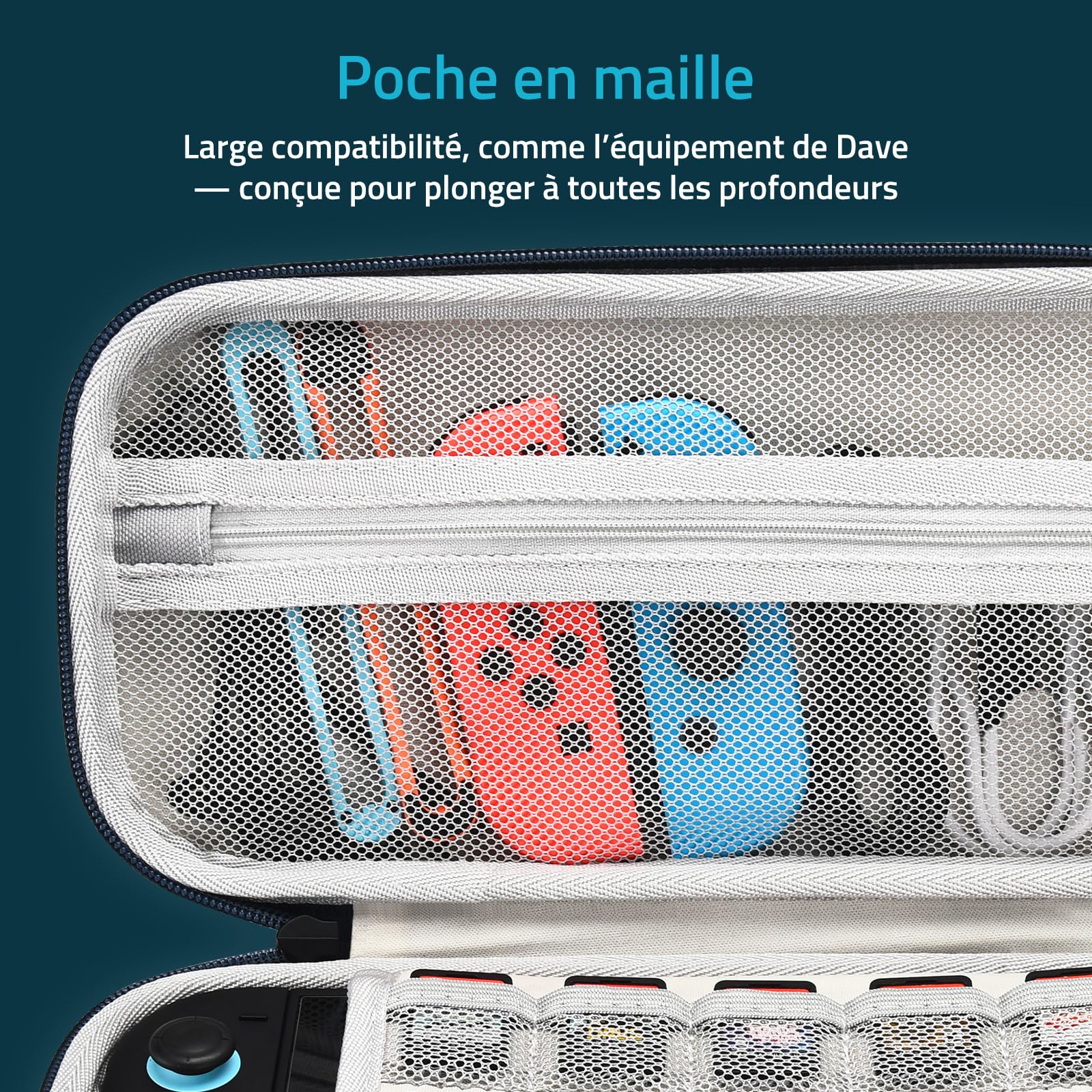 Funlab Étui de Transport pour Console Nintendo Switch 2, Sac de Voyage avec 10 Cartouches de Jeu, Intérieur Doux et Poche Filet, Dave The Diver Case Peut Contenir Une Variété D'accessoires Switch 2