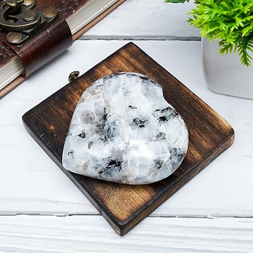 Miniatura 4 de Crocon Juego de piedras de hojaldre con forma de corazón de arcoíris arcoíris de 1.969 in, 450 quilates, bolsillo de cristal curativo, colección de