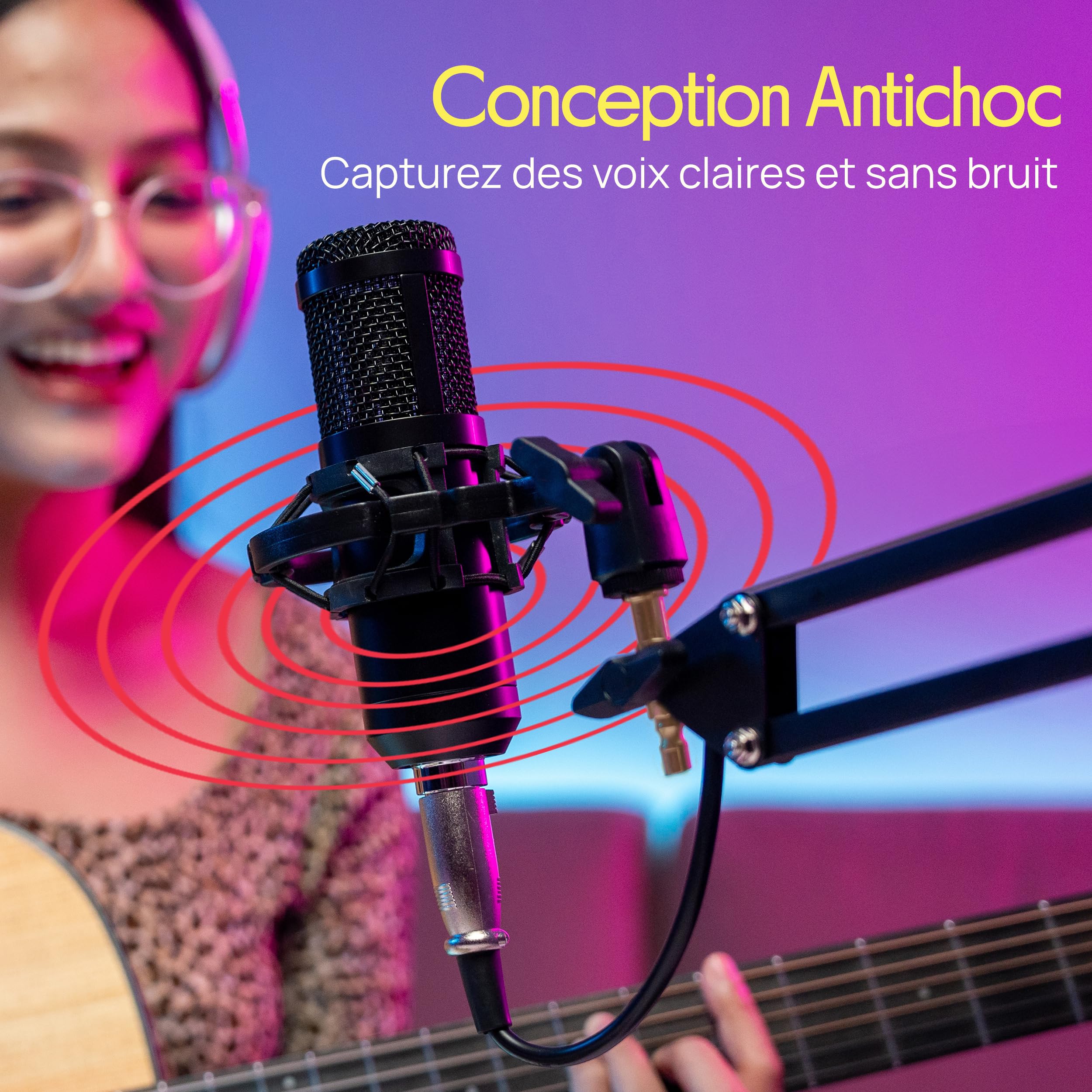 Pyle Support Microphone Boom Suspension Pro – Support Microphone à Ressort, Bras Flexion avec Shock Mount, Inclinaison et Extension Réglables, Parfait pour Podcasts, Streaming, DJ, Extensible
