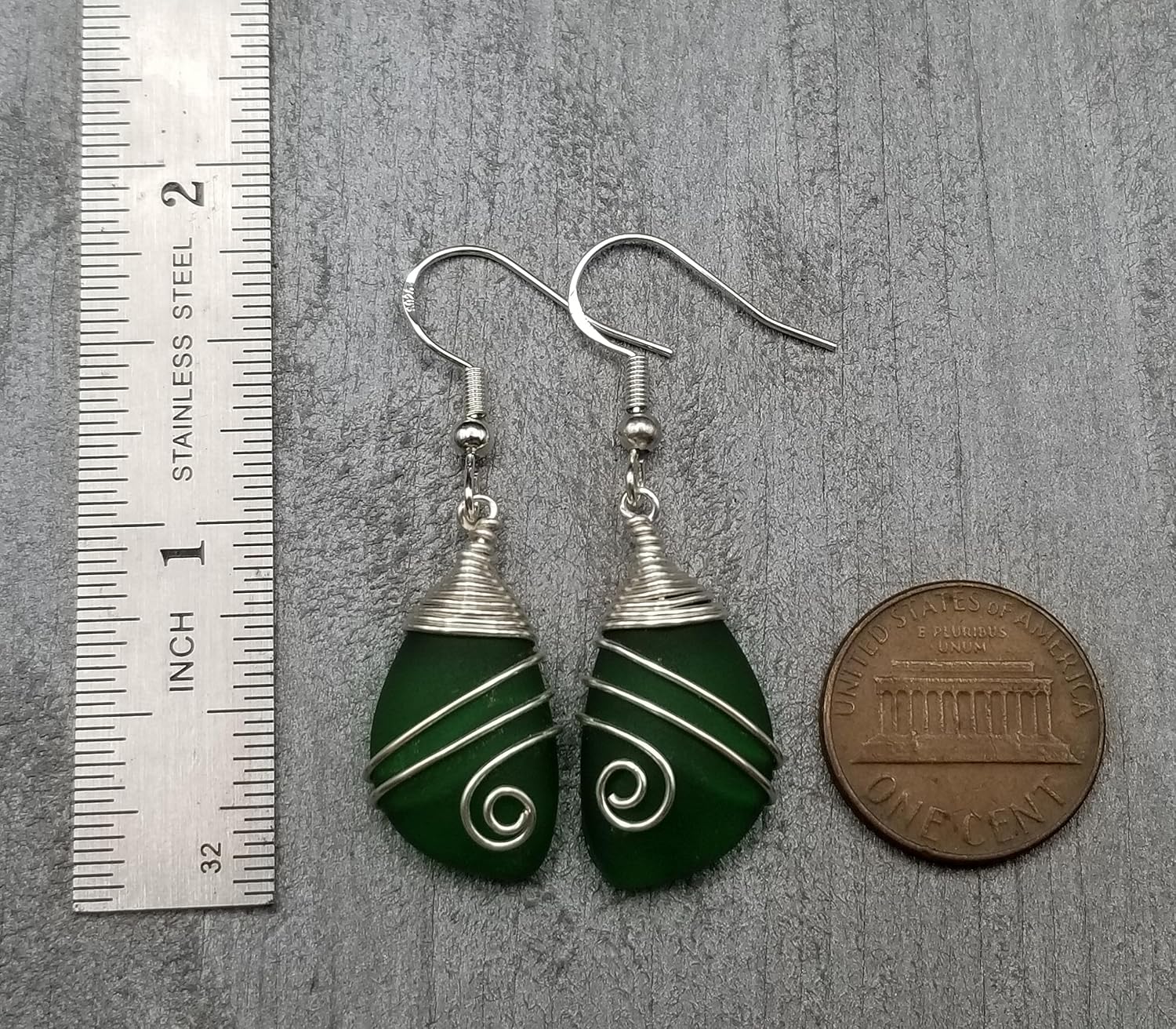 Handmade Sea Glass Earrings, Hawaiian Jewelry, Top Wire Wrapped Earrings, Unique Handmade Earrings, Sea Glass Jewelry For Women Birthday Gift For Women