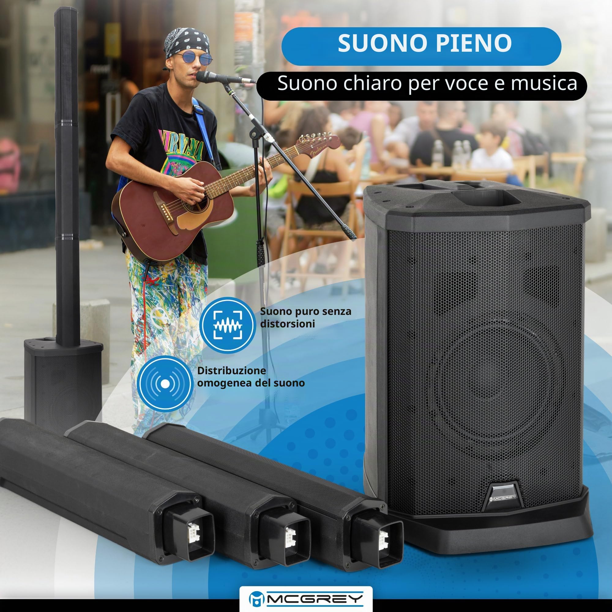 McGrey E-208LA Line Array Sistema attivo a colonna stereo Set