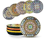 vancasso SIMI Pasta Bowls, 32 oz Ceramic Salad Bowls Set of 6, Large Corlorful Serving Bowls for Kitchen, Dishwasher & Microwave Safe Soup Bowls Set, Pasta Plates