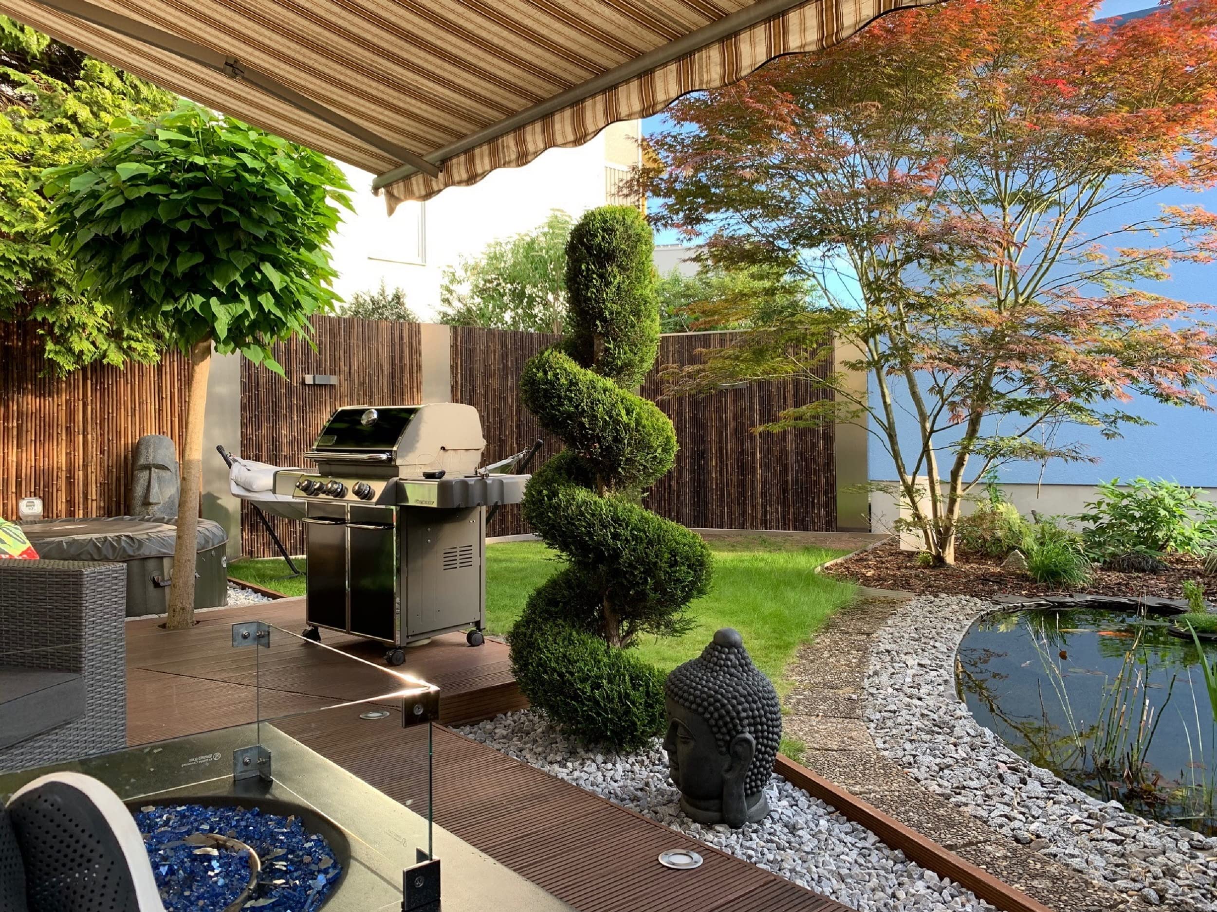 DE-COmmerce Hochwertiger Bambus Zaun Sichtschutz ATY Nigra, oben geschlossen, Rollzaun, Gartenzaun, Sichtschutzzaun für Garten, Terrasse, Balkon (HxB) 180 cm x 180 cm