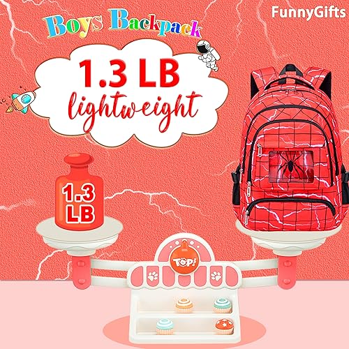 Miniatura 6 de FunnyGifts Mochilas para niños con lonchera para niños, mochila escolar con bolsa de almuerzo para primaria jardín de infantes y preescolar, mochila