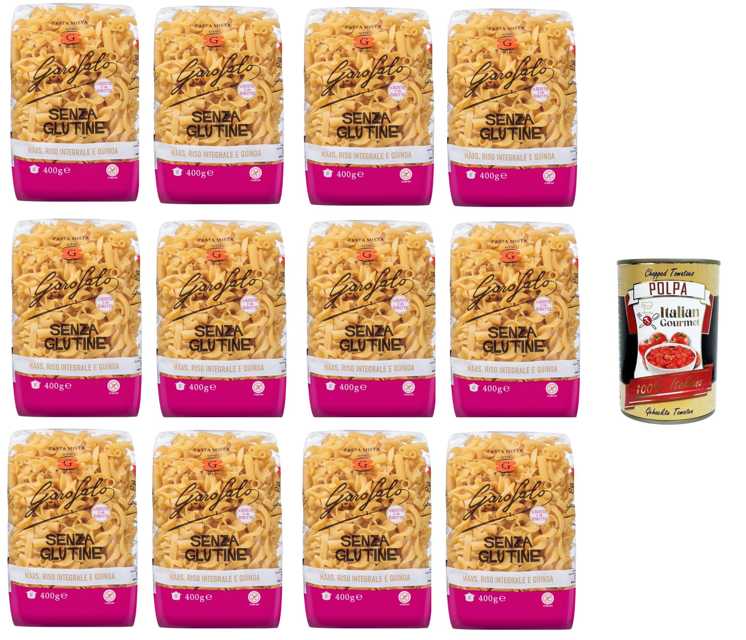 Garofalo Pasta Mista sans gluten 12 x 400g + Polpa