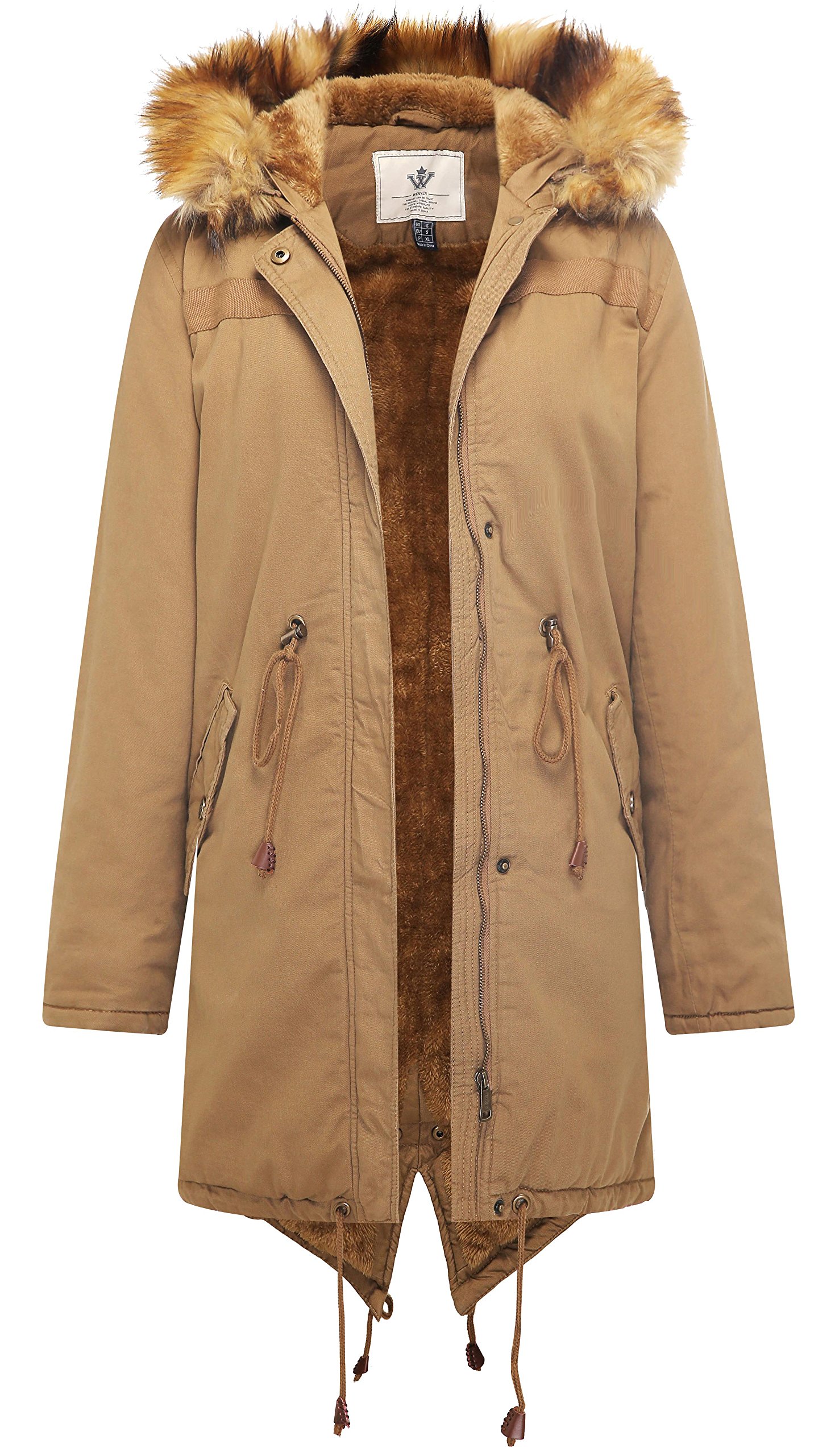 WenVenWomen's Winter Long Hooded Sherpa Lined Parka Jacket Warm Coat