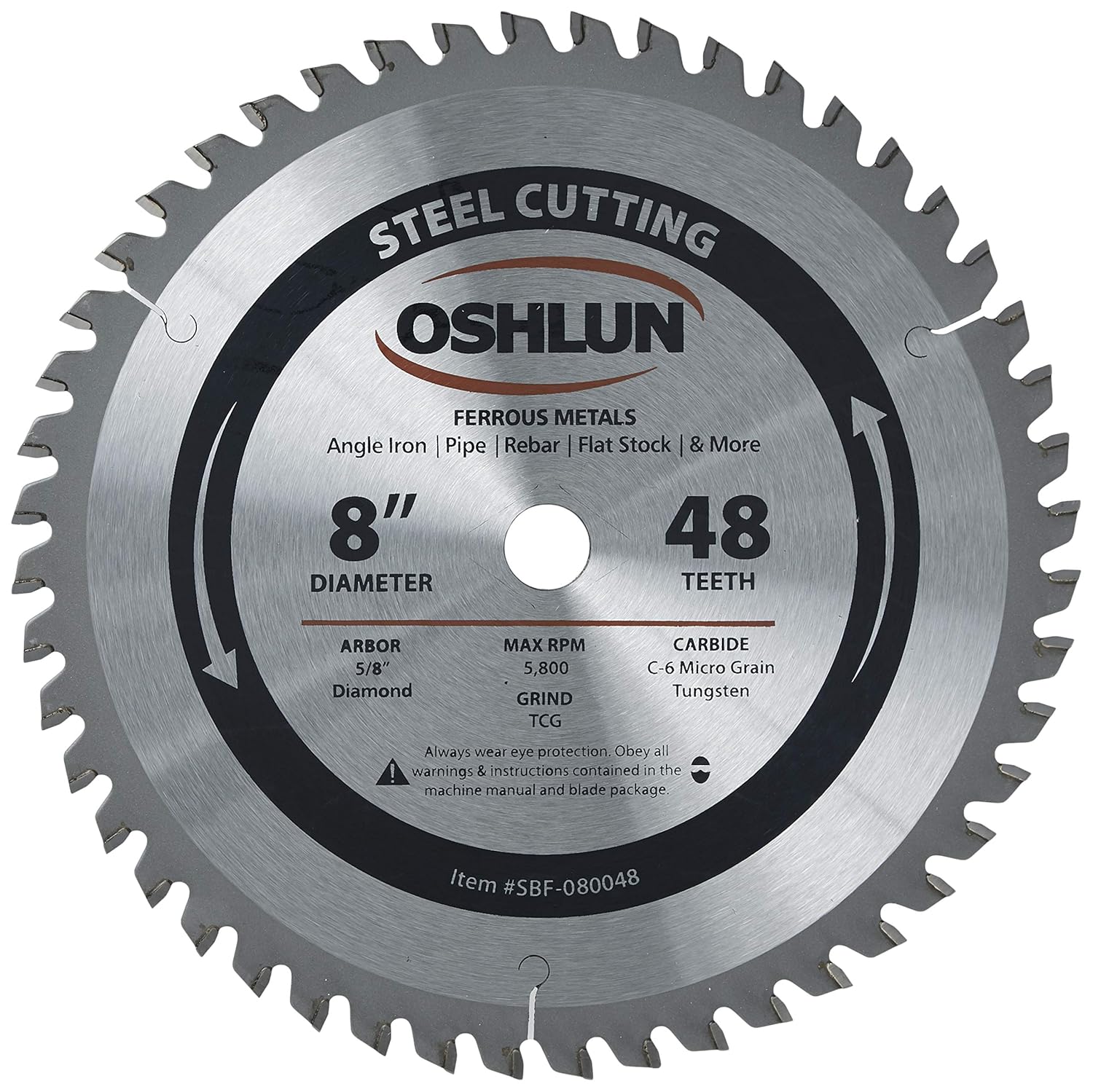 Oshlun SBF080048 8Inch 48 Tooth TCG Saw Blade with 5/8Inch Arbor