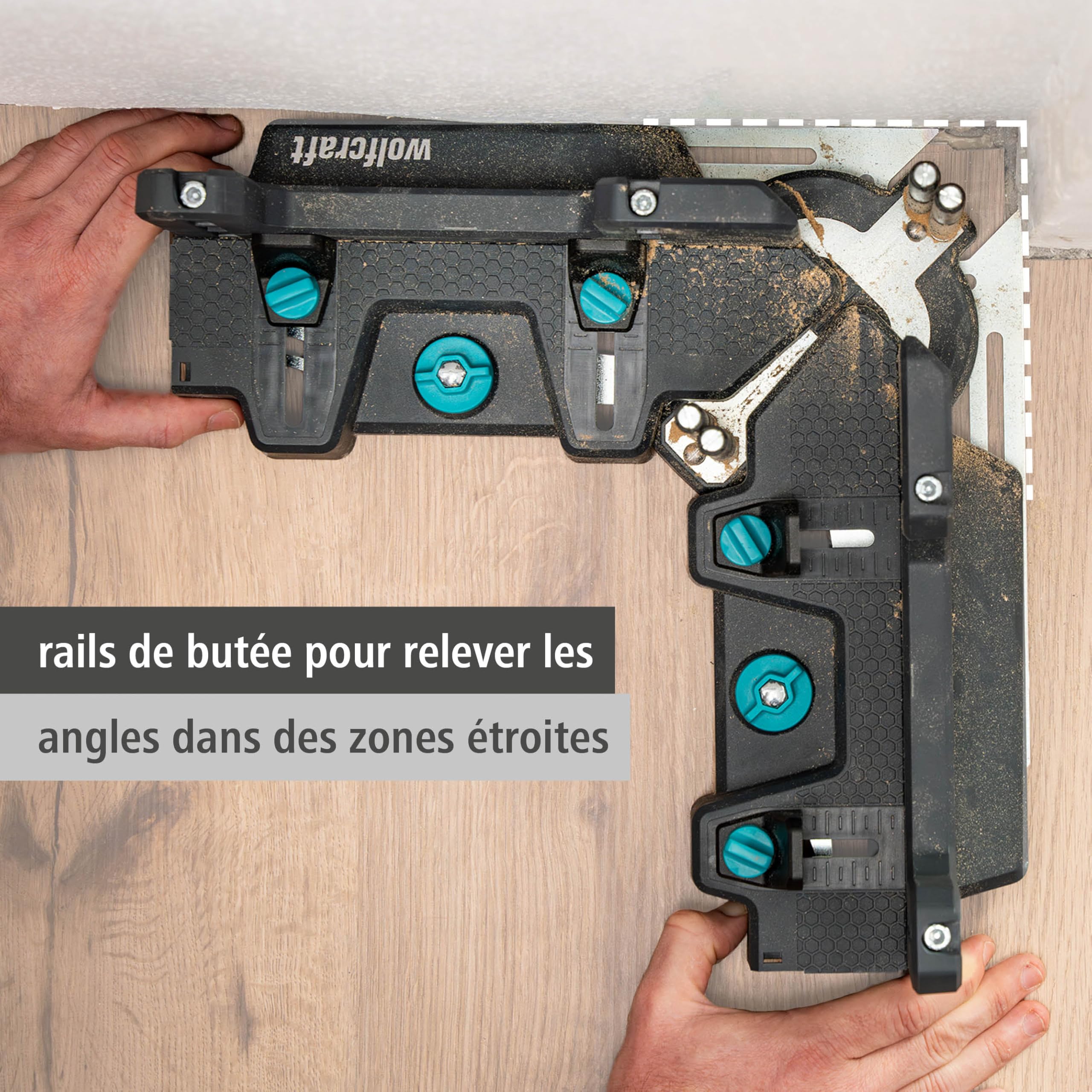 wolfcraft Fausse Équerre & Boîte à Onglets PRO 2-en-1 pour Plinthes