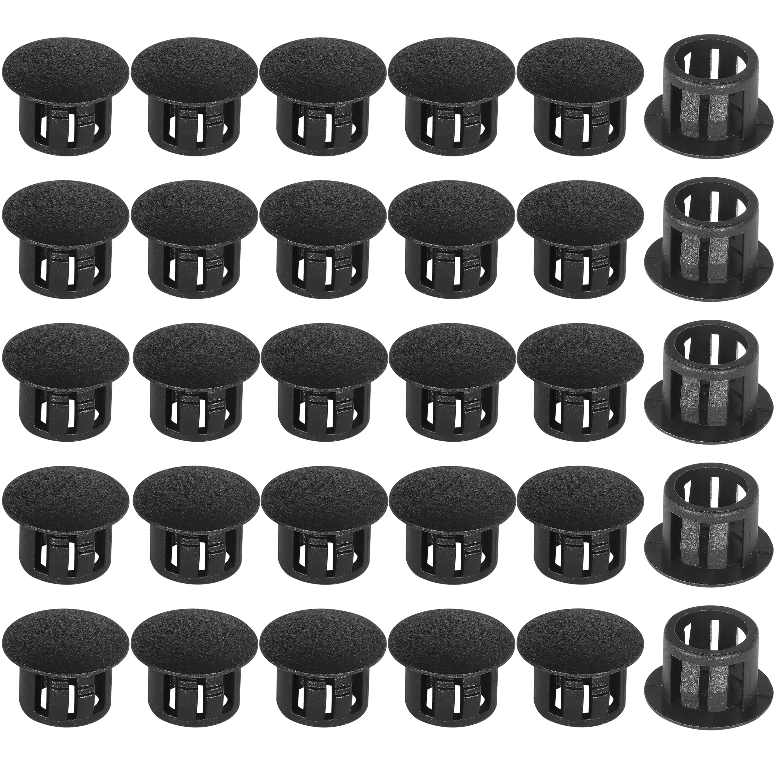 12mm Plastic Hole Plugs - Masendelk Snap-in End Caps - Black - 30pcs