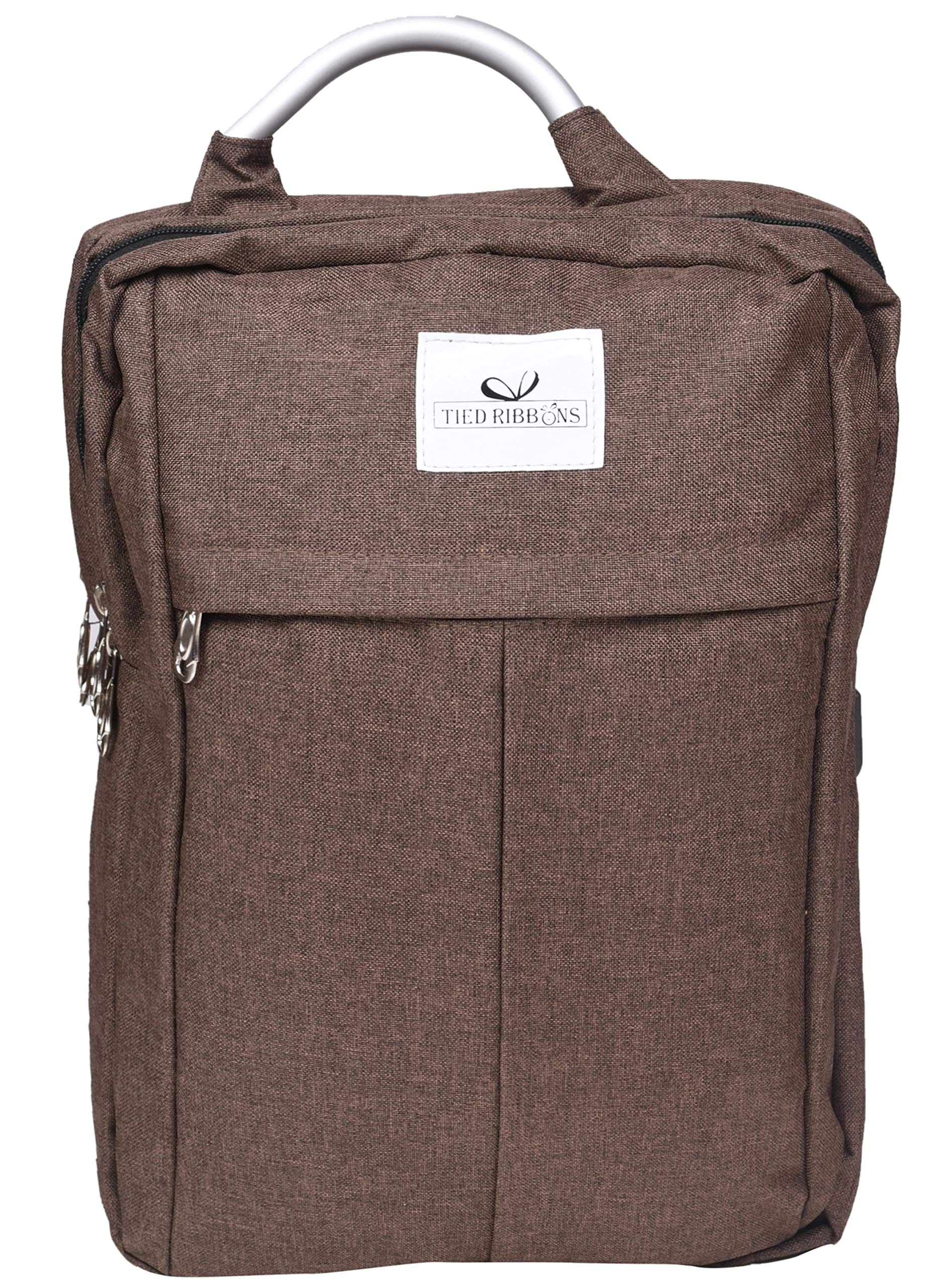 TIED RIBBONS 20 LTR Slim Laptop Backpack Bag with 3 Compartment and USB Charging Point(Brown)-Fits up to 15.6-inch Laptop (B07HJ2MQ8R) Amazon Price History, Amazon Price Tracker