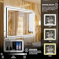 Vista 72 de 88x38 Large Light Bathroom Mirror - Backlit and Front Lighted LED Wall-Mounted Vanity Mirror Modern Rectangle Black Mirror, Dimmable, Anti-Fog