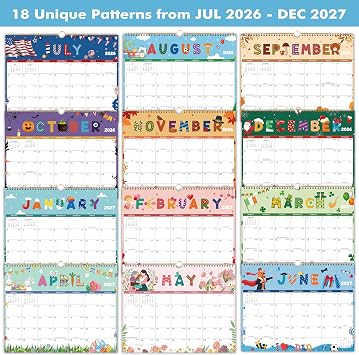 2027 Wall Calendar - 18 Months Wall Calendar from July 2026 - December 2027