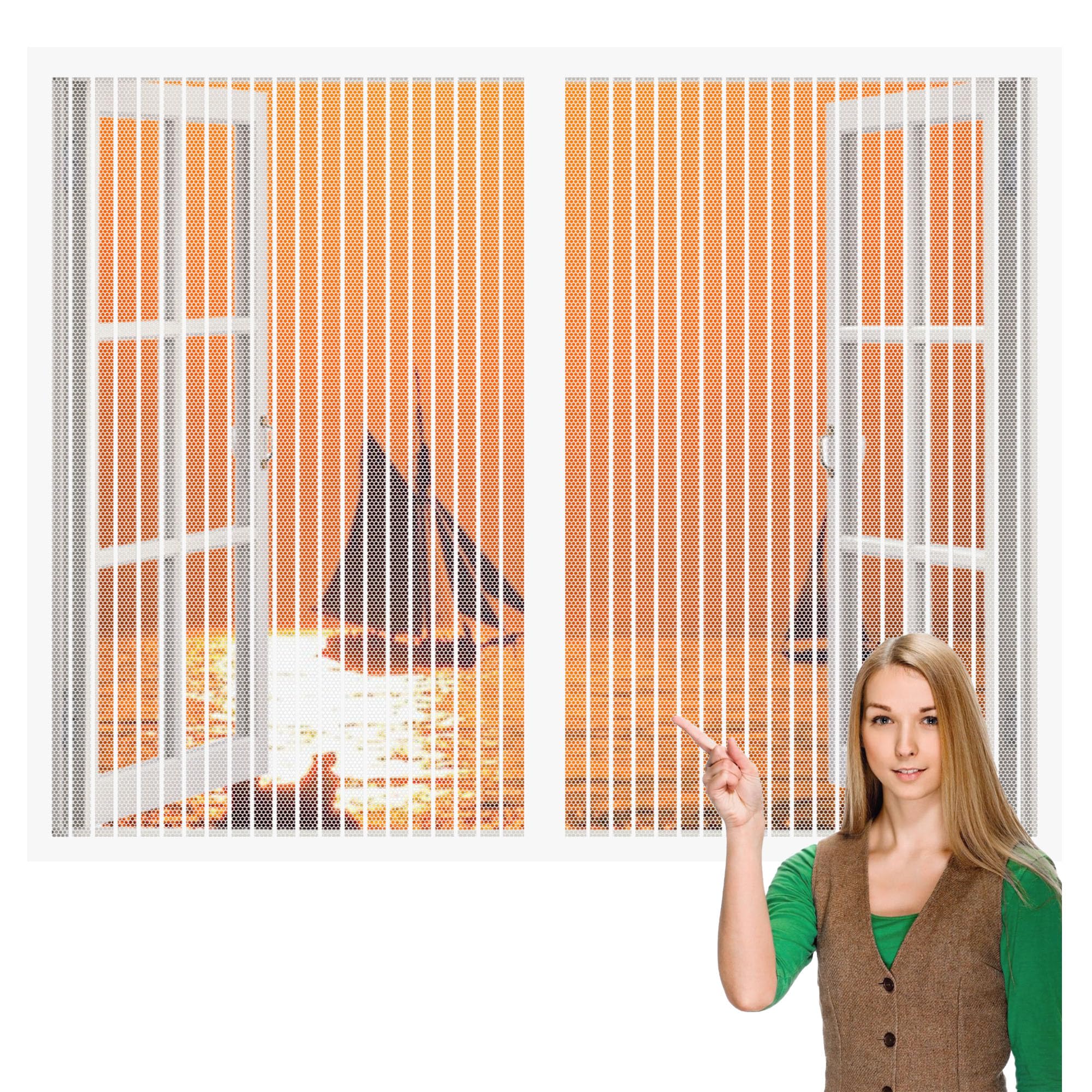 Moustiquaire fenêtre aimantée 134x110 cm blanche maille ultra fine