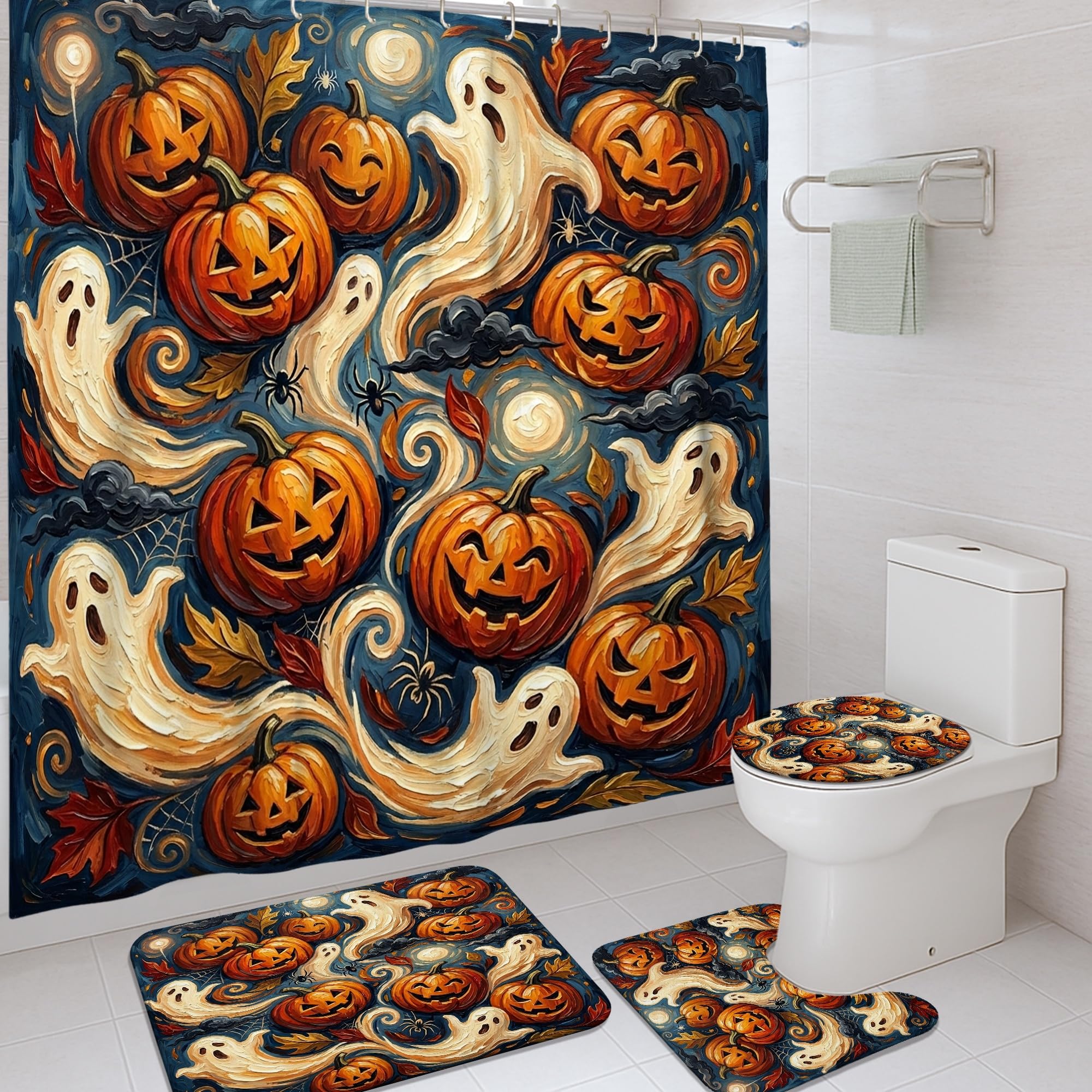 Rideau de douche imperméable en polyester anti-moisissure Halloween