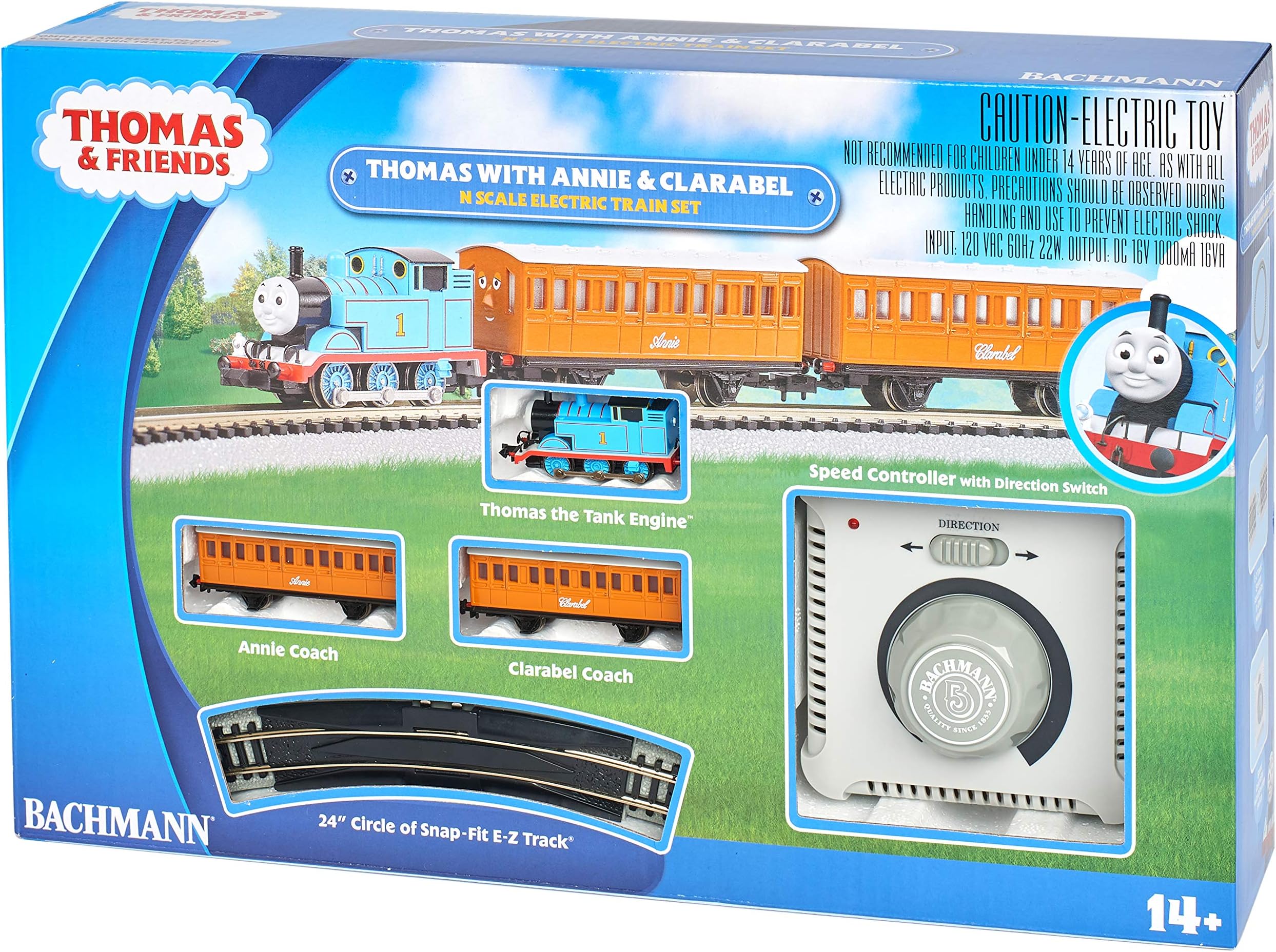 Trains - Thomas with Annie and Clarabel Ready to Run Electric Train Set - N Scale, Blue