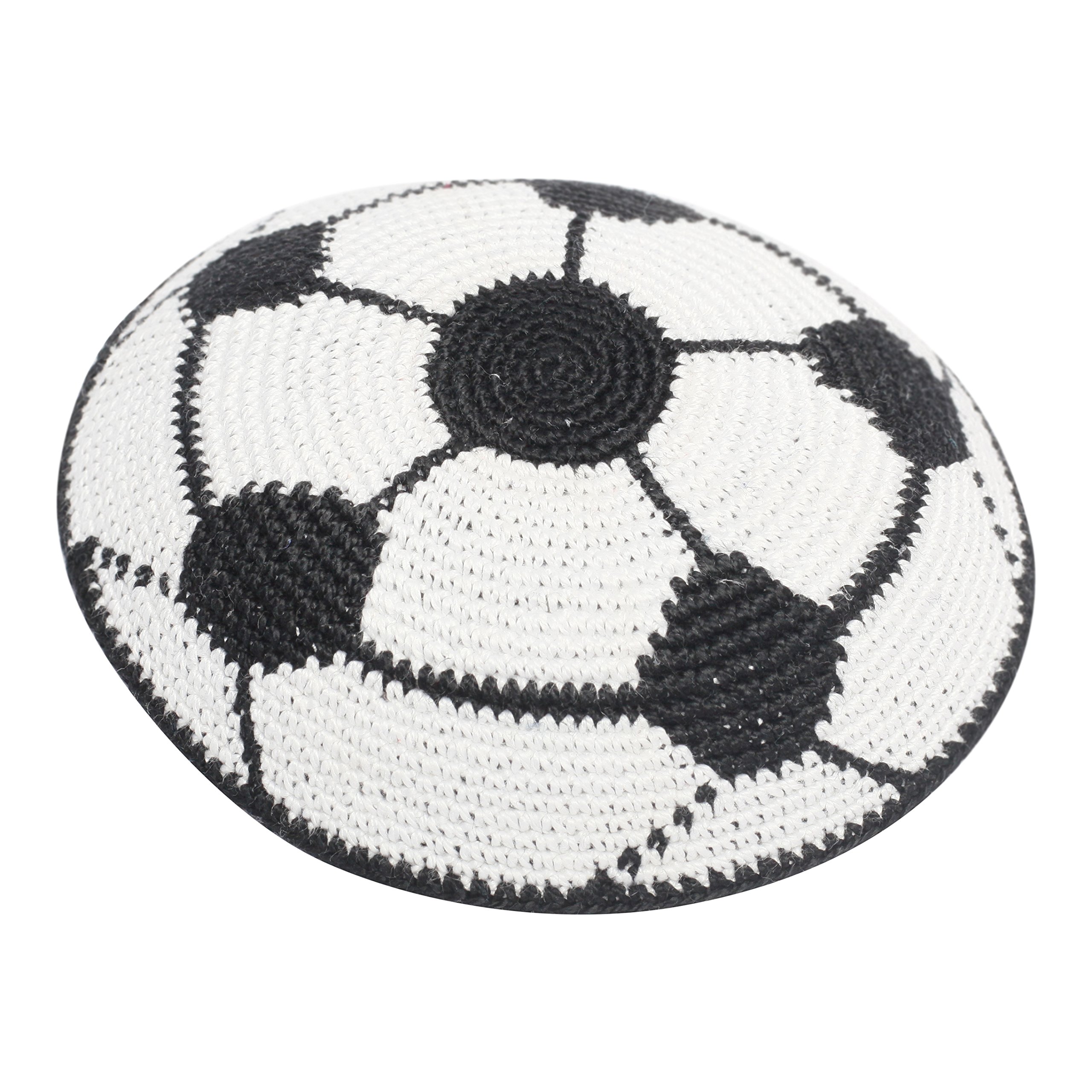 Erez Oved White Football 100% Cotton Hand Made Yarmulke Jewish Kippah Kippa Israel Judaica Yarmulka Yamaka Yamakah Kipa (14Cm, )