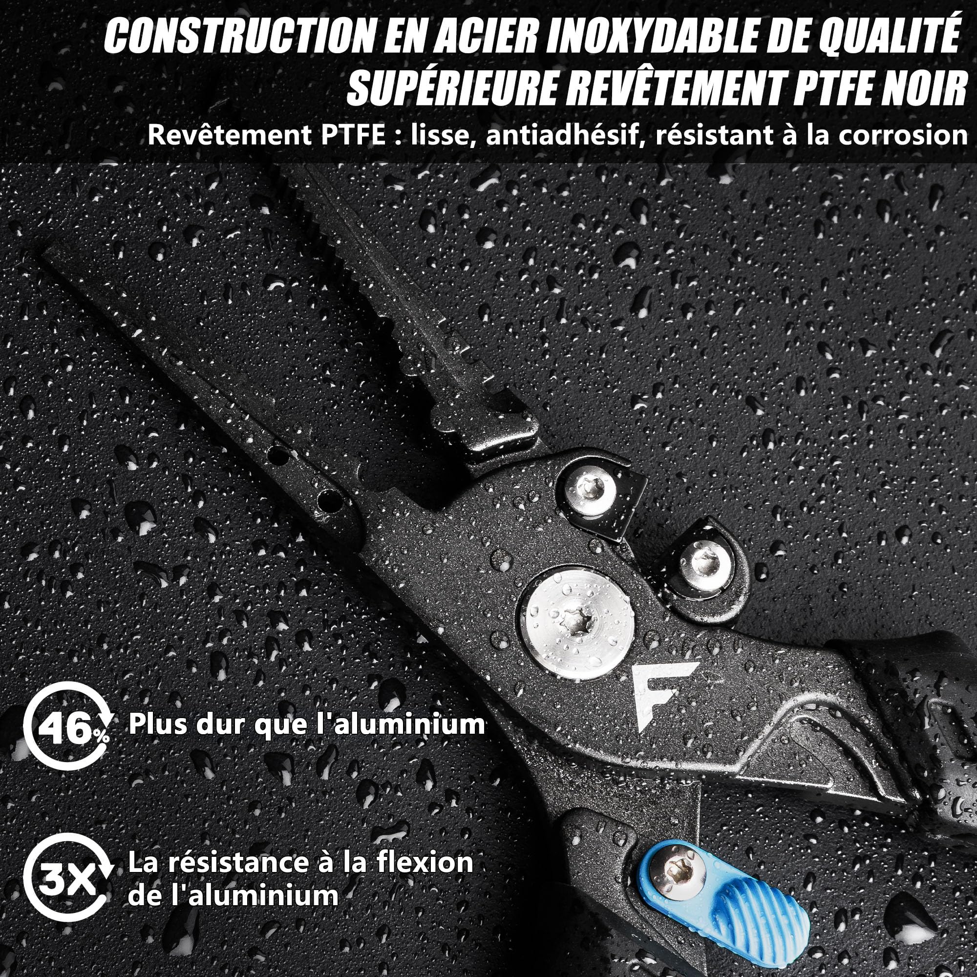 FLISSA Pince de Pêche Multifonction, Pince Pêche 19 cm en Acier Inoxydable, Poignée TPR Antidérapante, Verrou de Sécurité, Mousqueton & Étui, Idéale Pêche Mer & Eau Douce