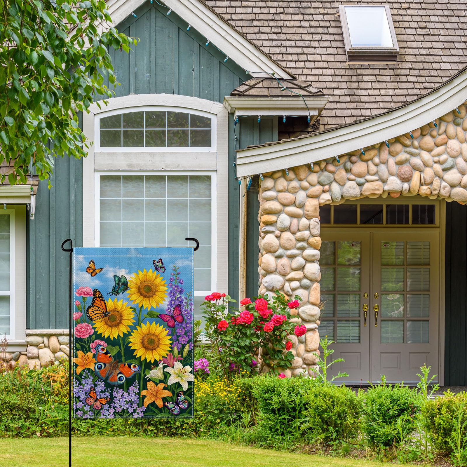 wyooxoo Spring Summer Floral Garden Flag 12x18 Inch Double Sided Seasonal Burlap Farmhouse Garden Flag Outside Small Yard Flag - 5