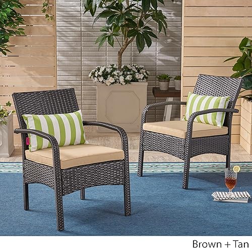 Miniatura 4 de Christopher Knight Home Otto - Silla de mimbre para exteriores, color marrón y bronceado (juego de 2)