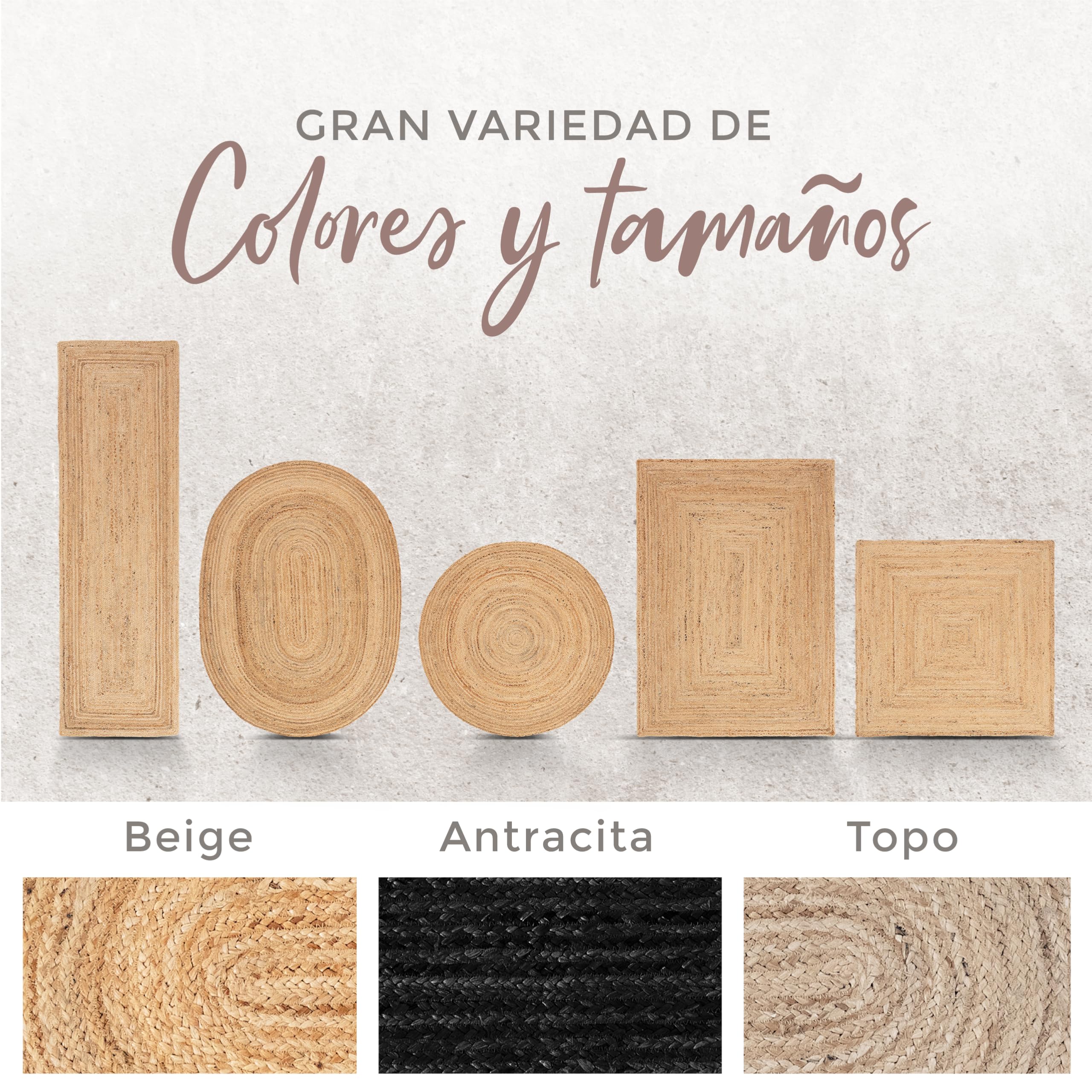carpetfine Alfombra de Oval Yute Nele Beige 80x150 cm | Alfombra Moderna para salón y Dormitorio
