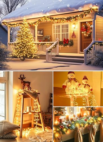 Miniatura 7 de Minetom Luces de árbol de Navidad para exteriores, 200 luces LED de 10 pies, 12 modos de temporizador, impermeables, conectables, enchufables, luces
