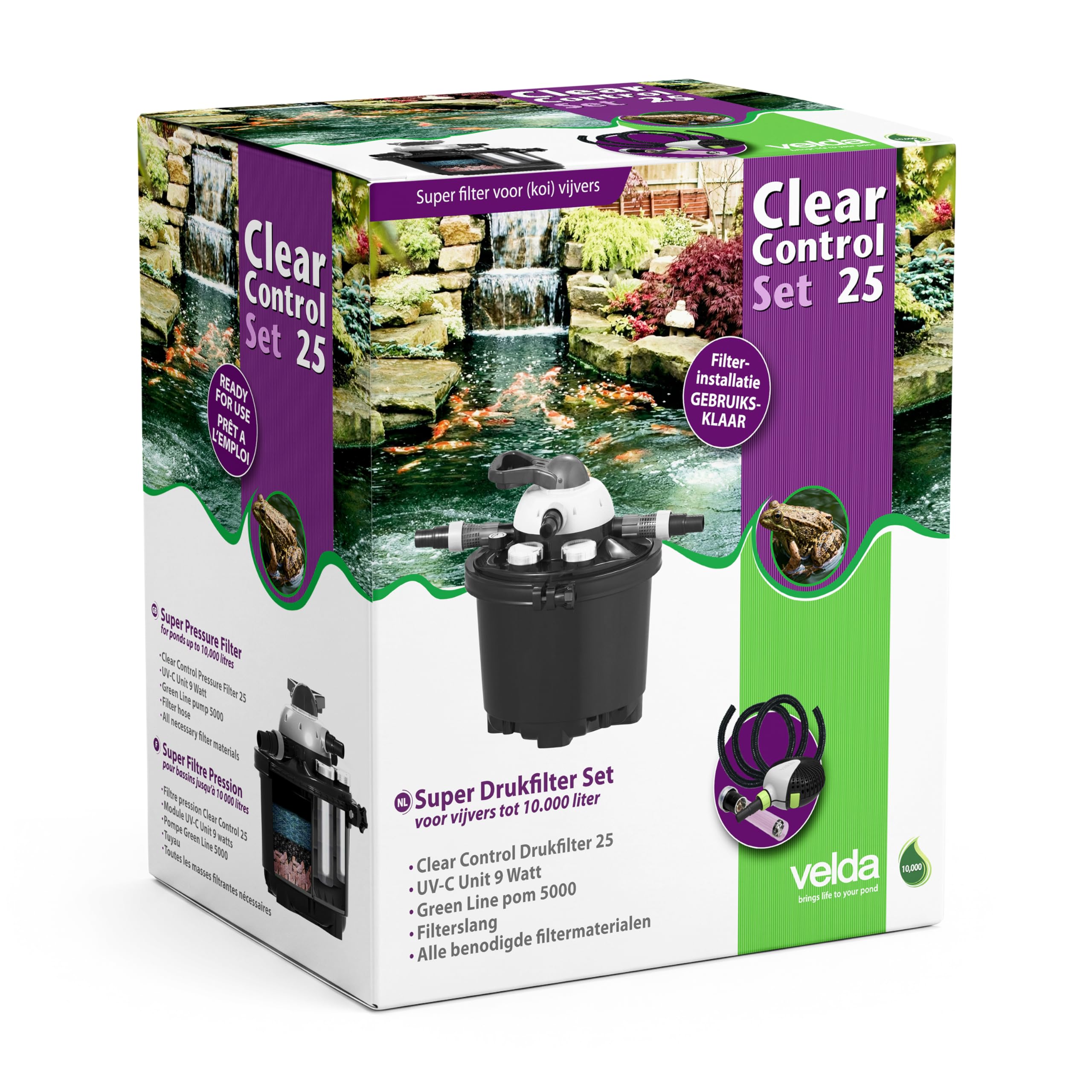 Velda, Filtro a Pressione Pompa Kit Completo per laghetto Ornamentale, Clear Control 25 Alta Streaming 4500 126311