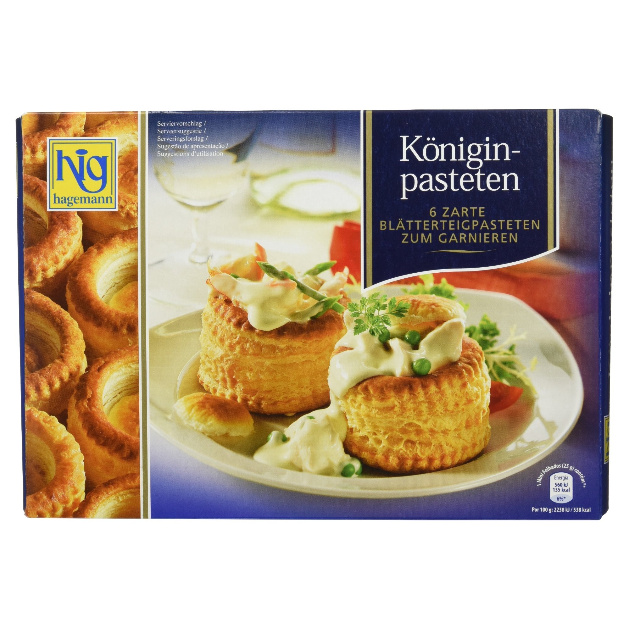 hig hagemann Königinpasteten zarte Blätterteigpasteten zum Garnieren, 6 Stück (2 x 3)