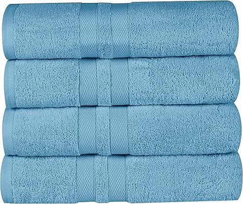 SUPERIOR Juego de 4 toallas de baño de algodón ultra suave, artículos esenciales para el hogar, incluye 4 toallas de baño, toallas absorbentes para