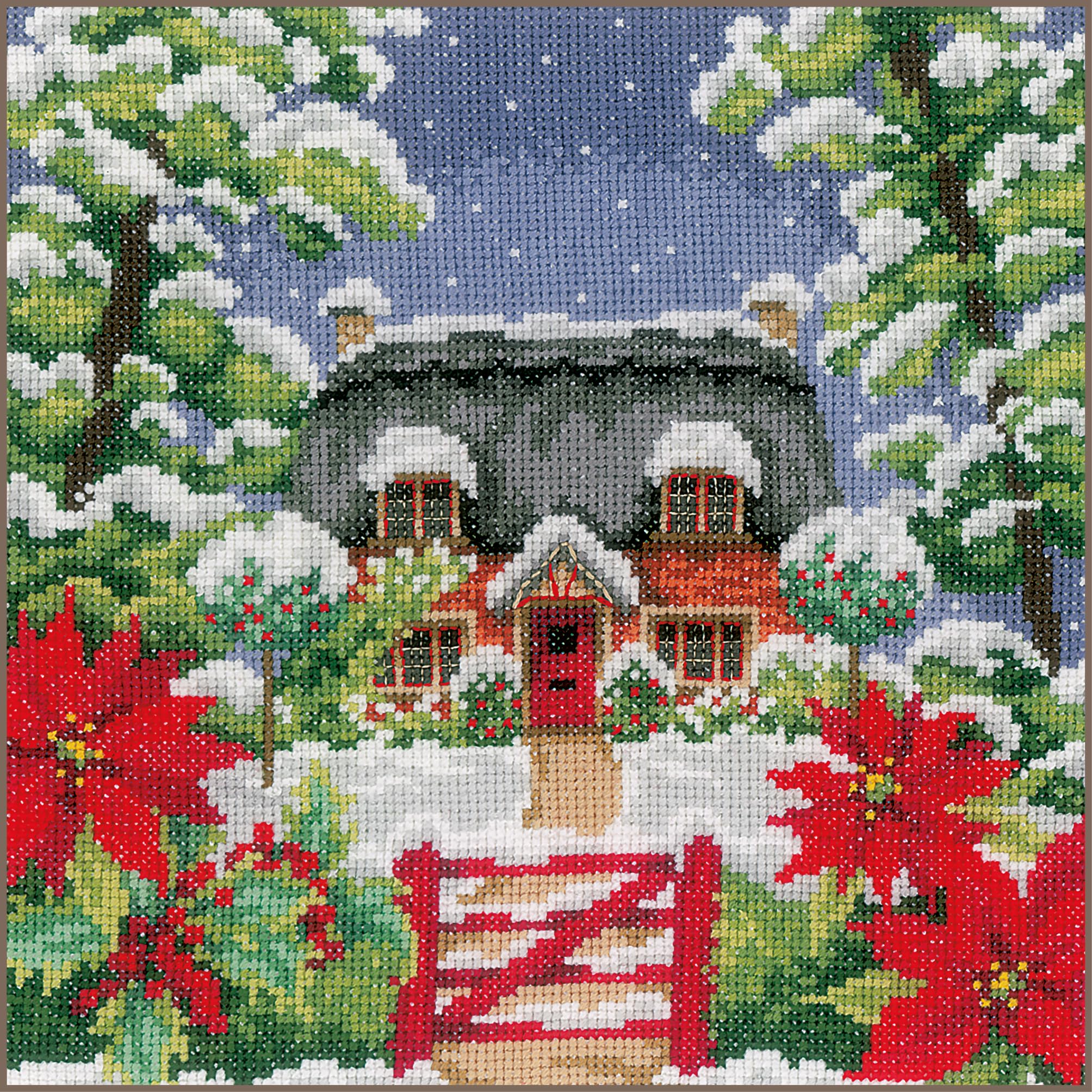 Vervaco Kit au Point Counted 4 Seasons Winter, White, ca. 22 x 22 cm