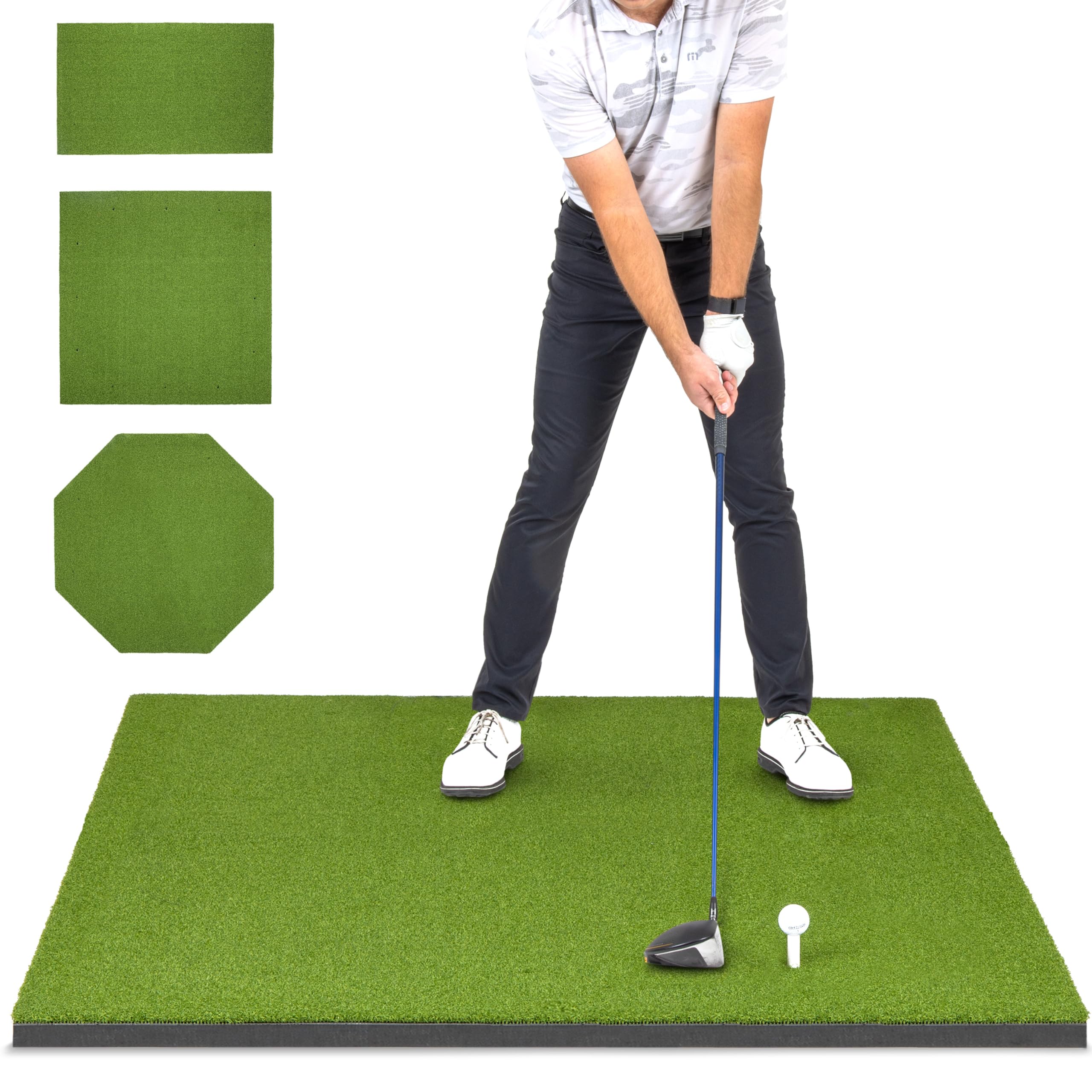 GoSports Elite Golf Hitting Mat for Indoor and Outdoor Practice - Withstands About 150,000 Shots - Heavy-Duty Turf Driving Range Mats Works with Golf Simulators - Includes 3 tees - Choose Your Size