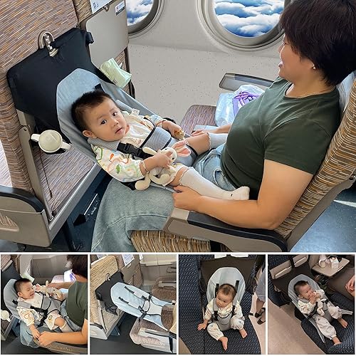 Miniatura 5 de Cama de avión para bebé, artículos esenciales de viaje para bebés, extensor de asiento de avión para niños pequeños, asiento portátil de arnés para