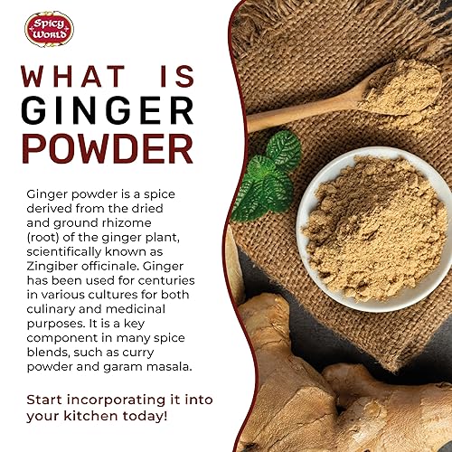 Vista 3 de Spicy World Bolsa a granel de jengibre en polvo de 5 libras, raíz de jengibre molido
