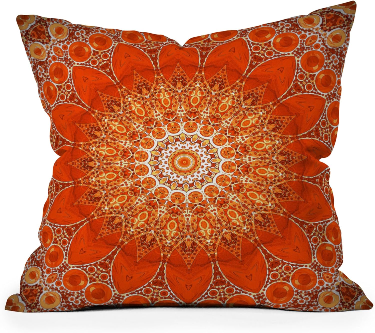 Society6 Indoor Home Decor by Sheila Wenzel-Ganny Throw Pillow, 20"x20", Detailed Orange Boho Mandala Detailed Orange Boho Mandala 20"x20"