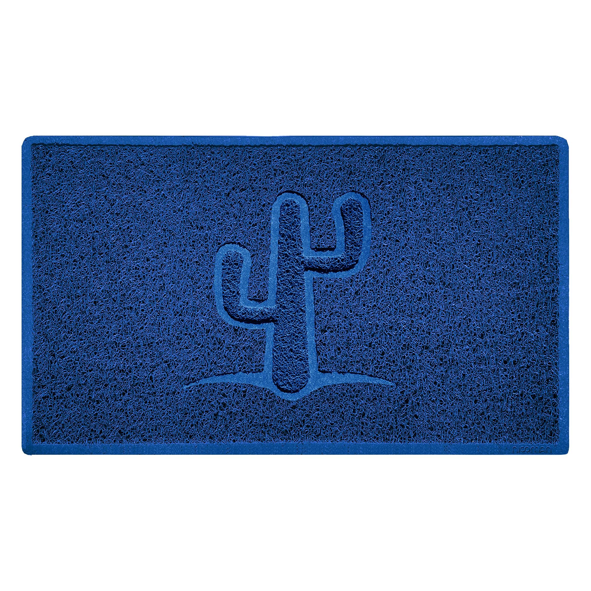 Nicoman Cactus Embossed Shape Door Mat Dirt-Trapper Washable Barrier Doormat-(Use Indoor or Sheltered Outdoor)-(75x44cm/29.5x17.3inches,Medium) Blue