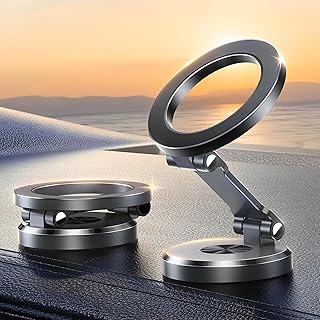 Magnetic Phone Mount - 360-Degree Rotation for Cars, Hands-Free Strong Magnet, Universal Dashboard Holder Compatible with All Mobile Devices, Signal Safe