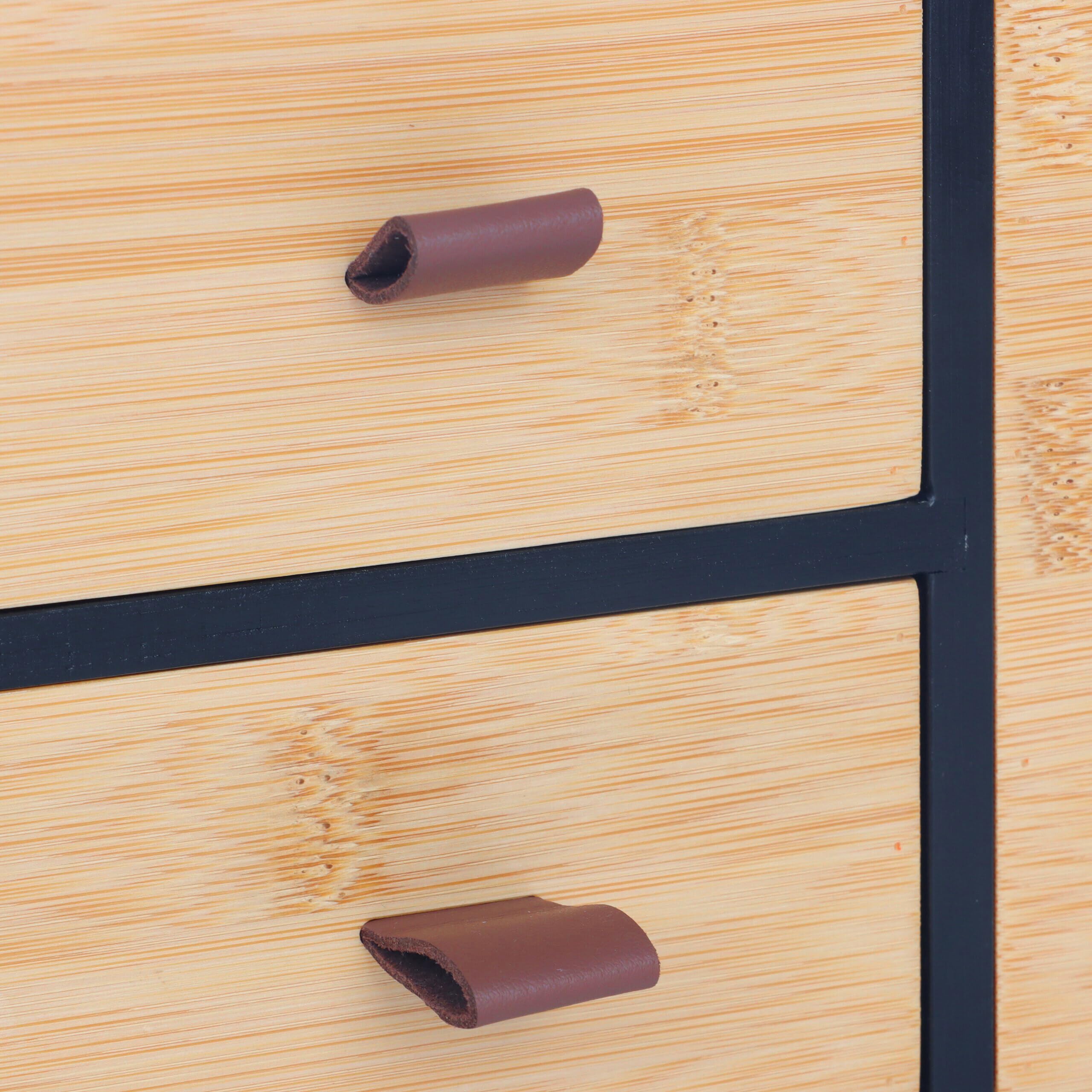 Relaxdays Schubladenbox Bambus & MDF, 3 Schubladen, Schlaufen, HBT: 15x25x20 cm, Schreibtisch Organizer, schwarz/Natur