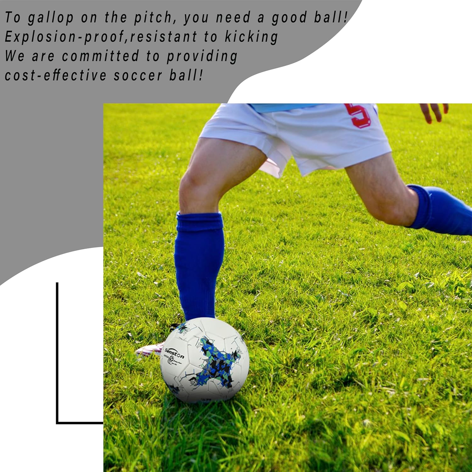Senston Soccer Ball Size 5 -Official Match Weight-Youth & Adult Soccer Players - Air Pump Included