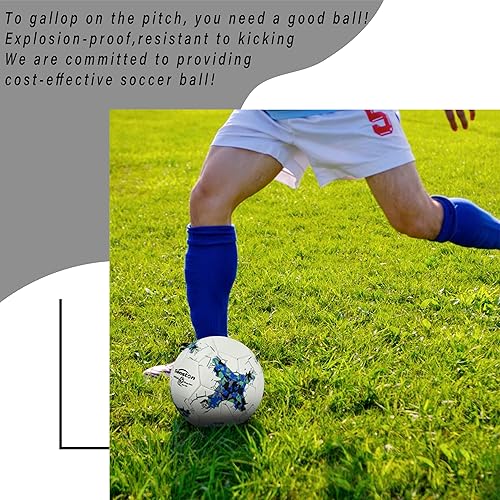 Miniatura 5 de Senston Balón de fútbol tamaño 5, peso oficial del partido, jugadores de fútbol jóvenes y adultos, bomba de aire incluida